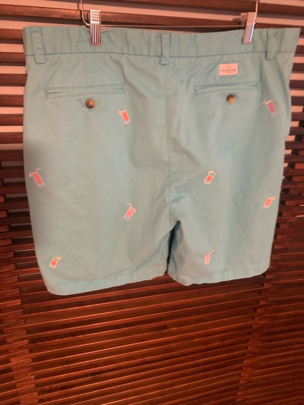 Vineyard Vines Men's Aqua Embroidered Cocktail Chino Shorts - Picture 4 of 9